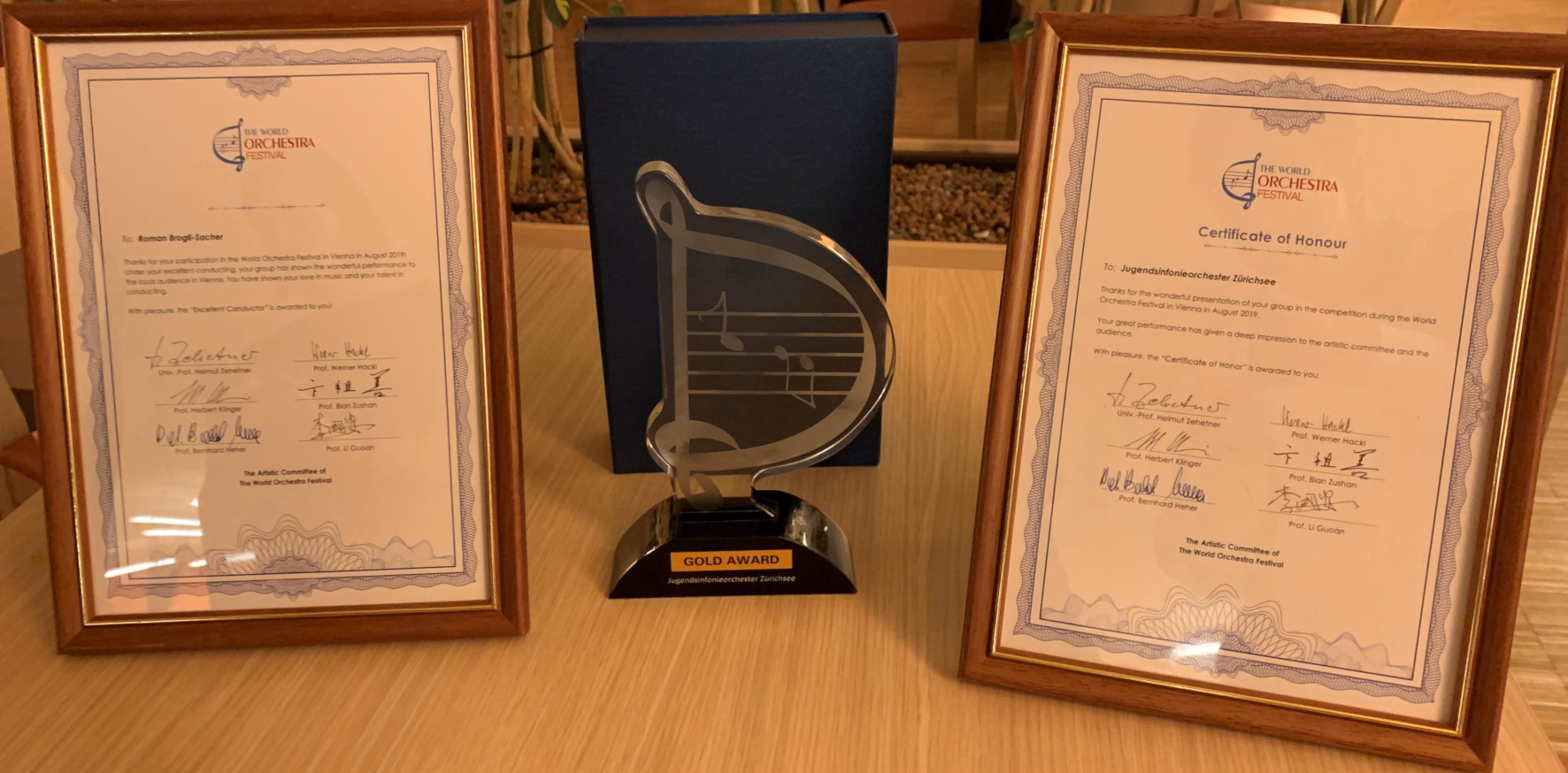 Foto des Gold-Awards mit dem Jugendsinfonieorchester Zürichsee